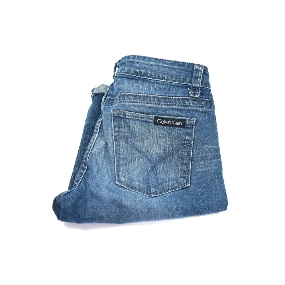 CALVIN KLEIN Women's Bermuda Blue Jean Shorts Denim Size 27/4 Small Stretch